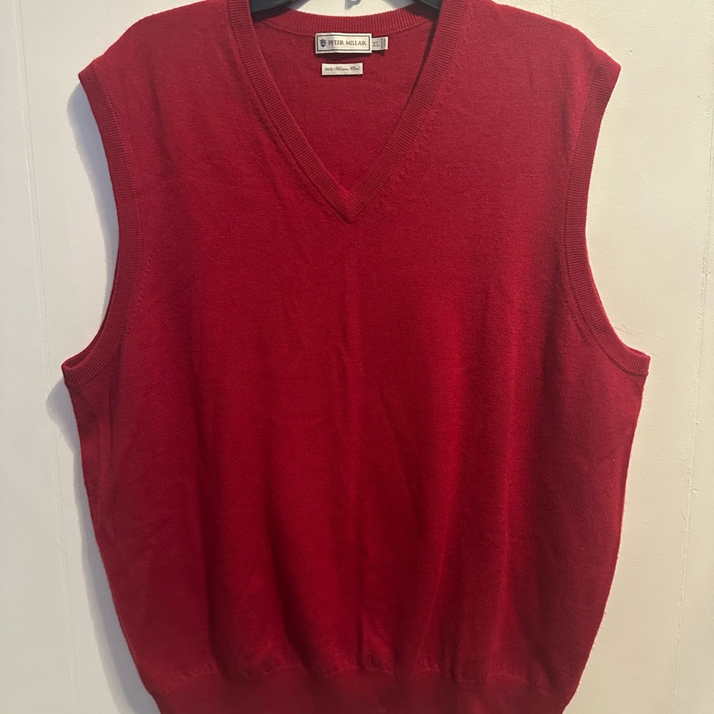Peter Millar Red V-Neck Sweater